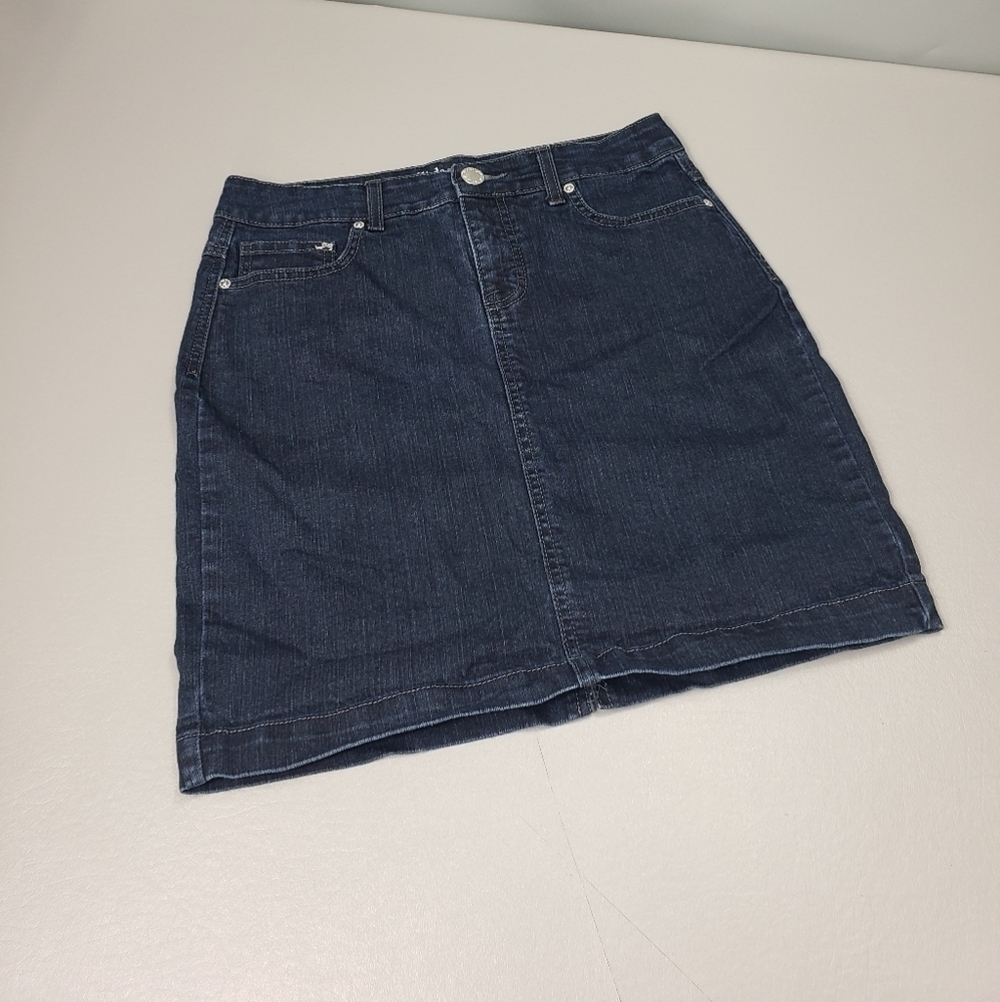 Style and co tummy control dark wash jean skirt women's size 6